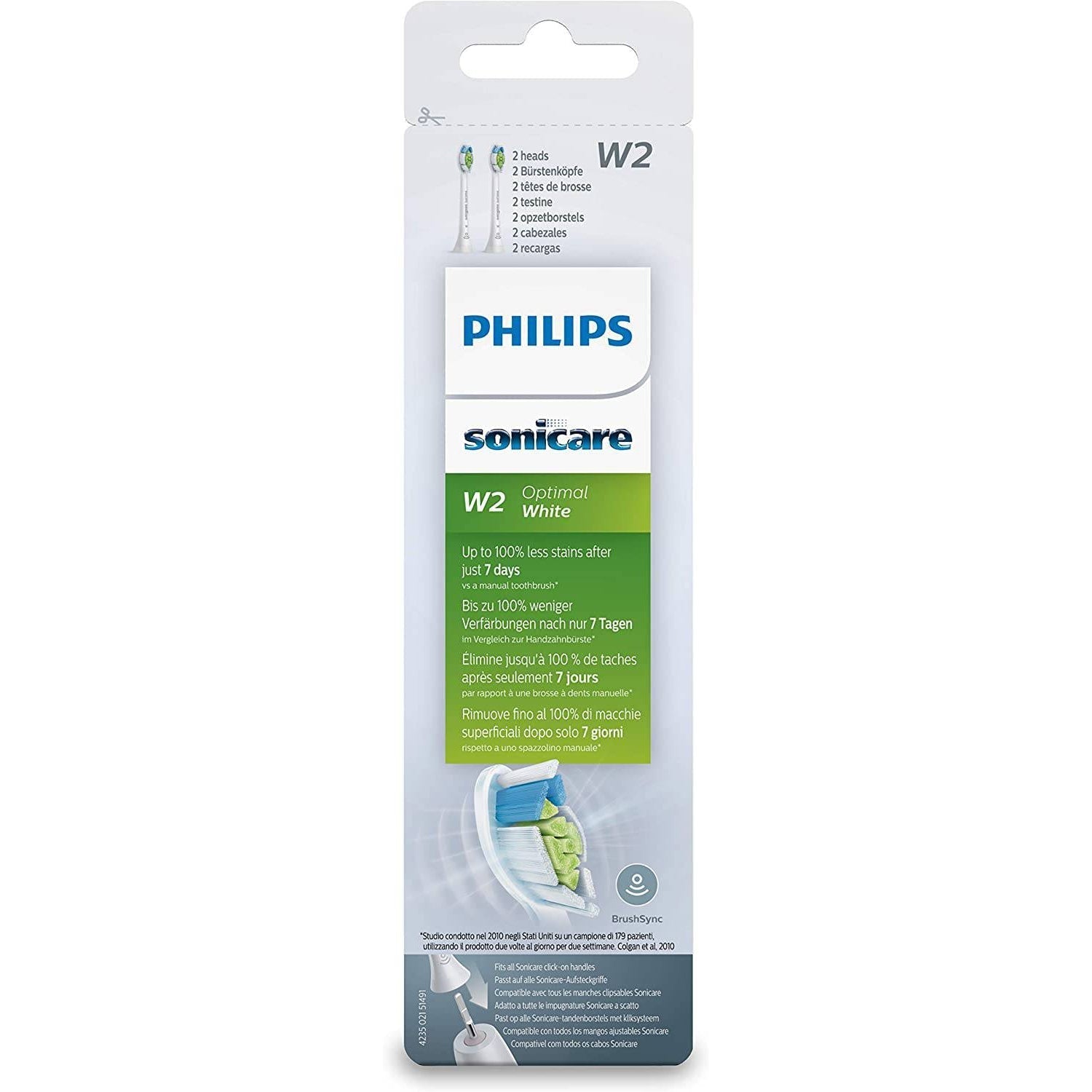Philips HX6062/10 Sonicare Optimal White Toothbrush Heads (White) Pack of 2