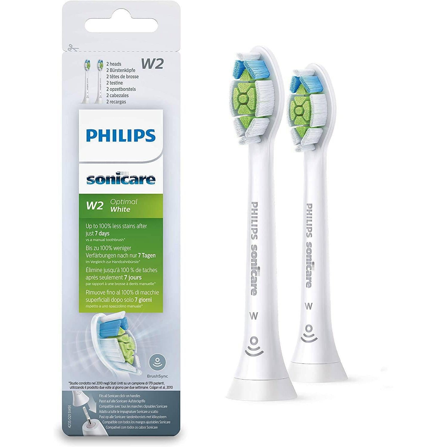 Philips HX6062/10 Sonicare Optimal White Toothbrush Heads (White) Pack of 2