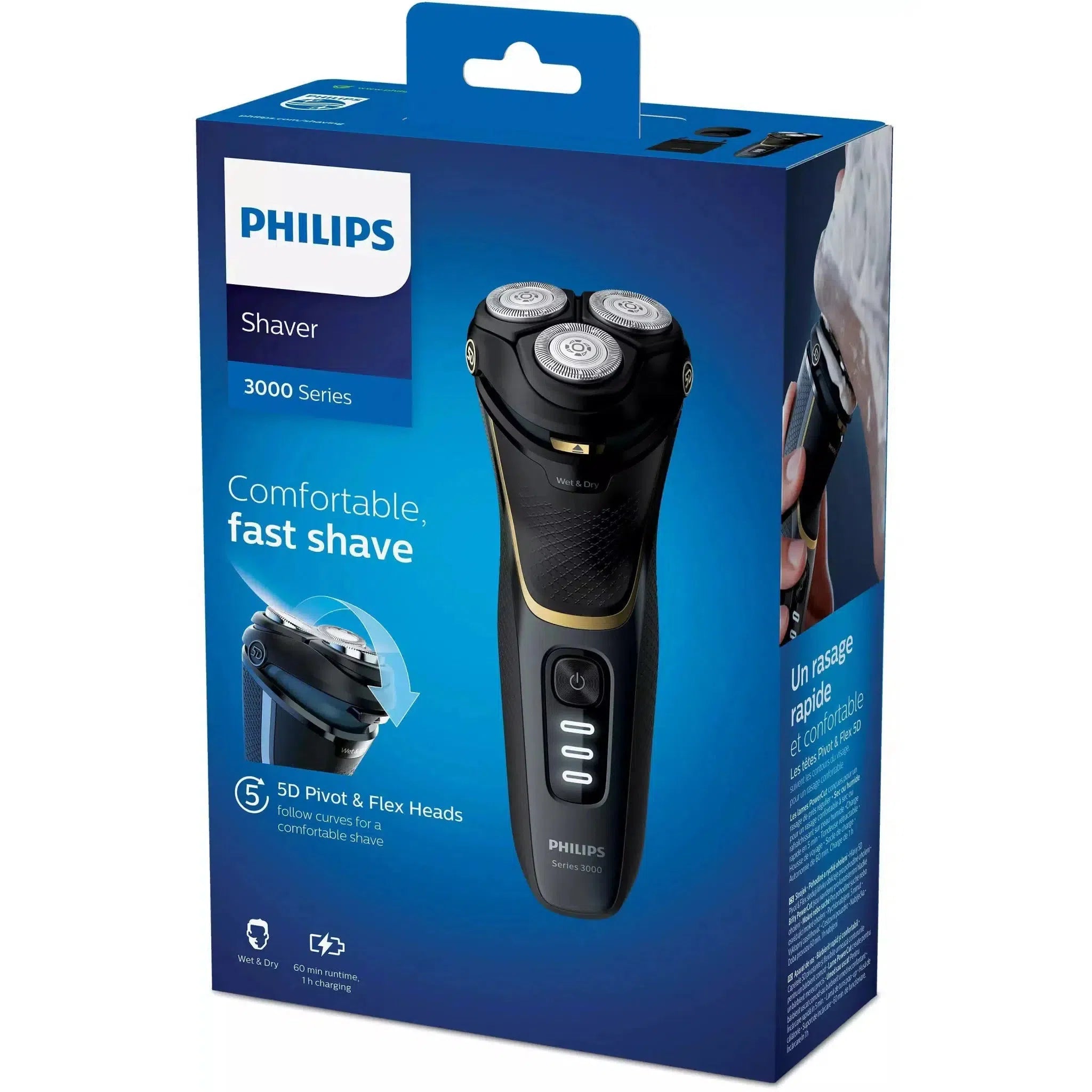 Philips S3333/54 Series 3000 Wet/Dry Electric Shaver - PowerCut Blades, 5D Heads - Healthxpress.ie