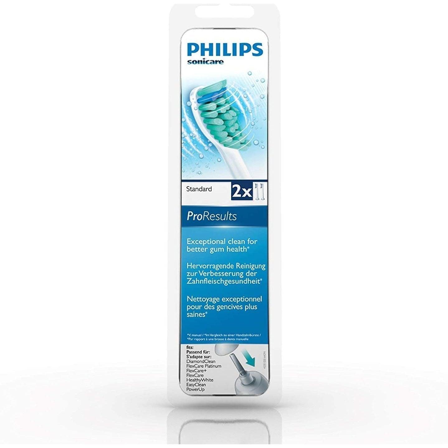 Philips Sonicare ProResults HX6012/07 Original Toothbrush Replacement Brush Heads Standard Pack of 2, White