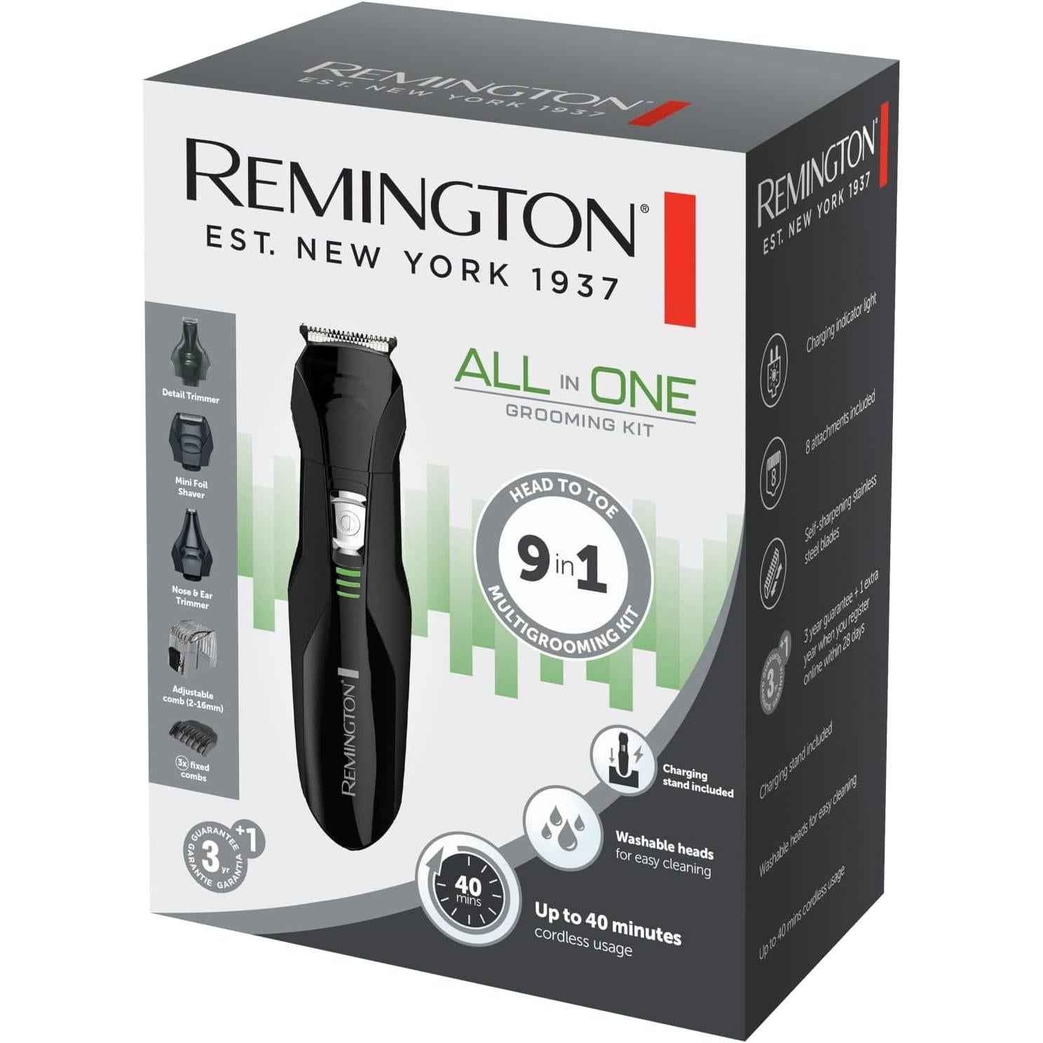 Remington All-in-One Grooming Kit Beard Trimmer ,Stainless Steel Blades, 40-Minute Run Time, Cordless) PG6020
