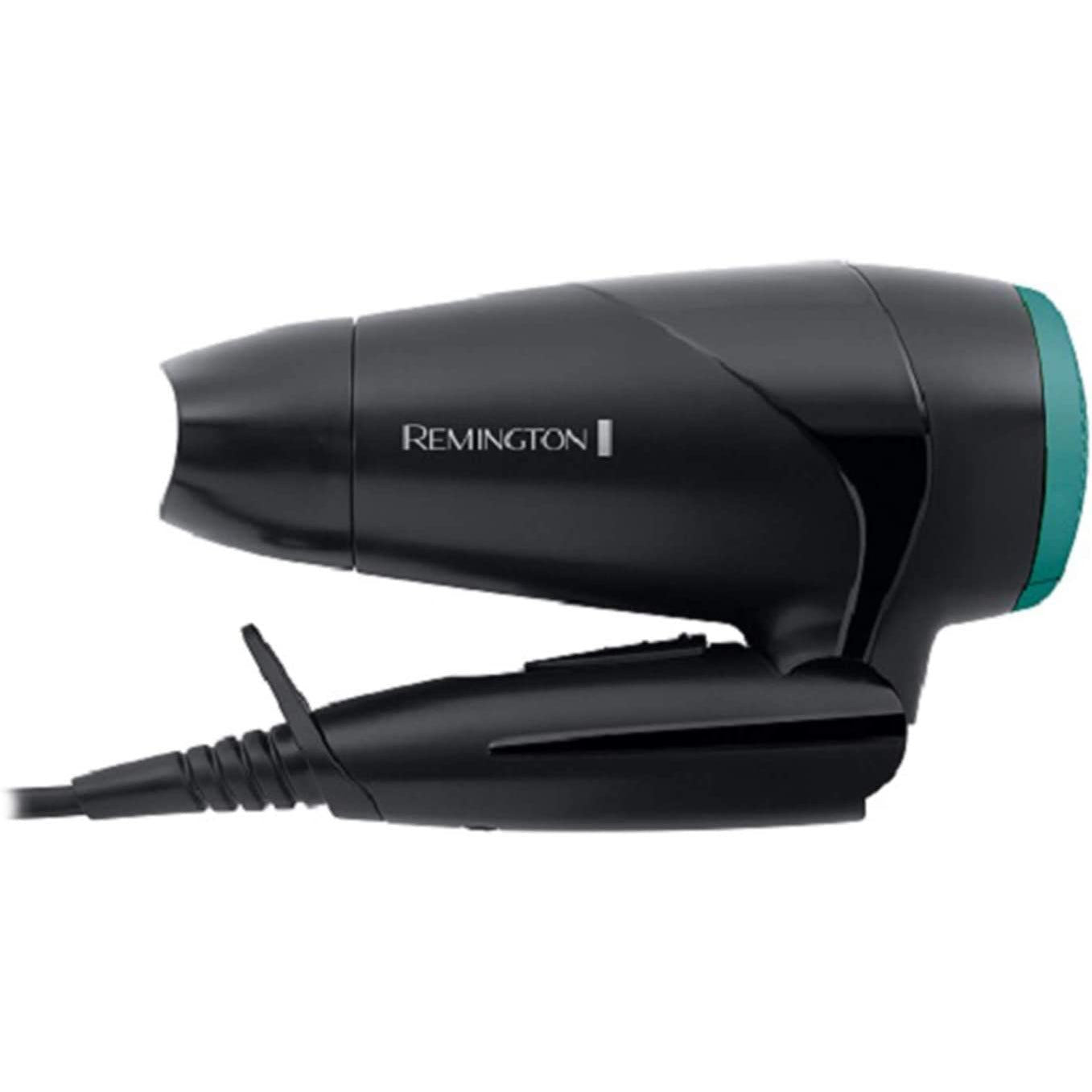 Remington Folding Travel Hairdryer with Mini Concentrator and Diffuser, Worldwide Voltage - D1500, Black