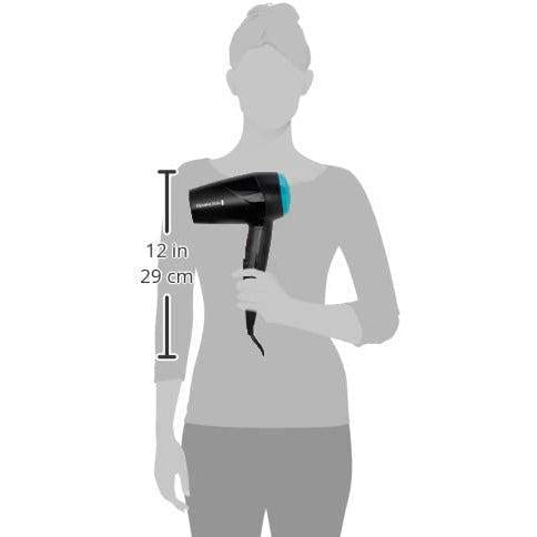 Remington Folding Travel Hairdryer with Mini Concentrator and Diffuser, Worldwide Voltage - D1500, Black