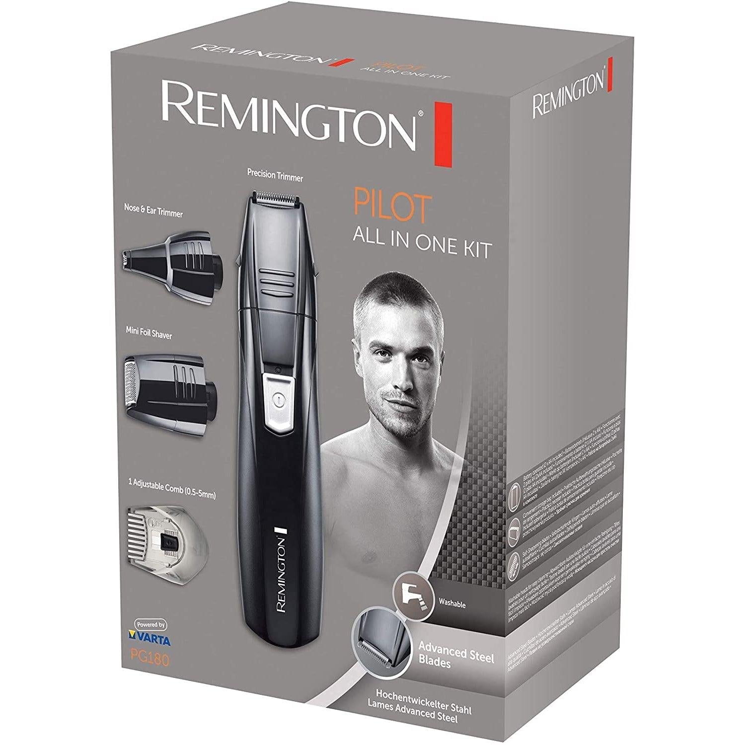 Remington PG180 Men's Pilot Grooming Kit with Precision Trimmer Head and Foil Shaver for Beards and Stubble