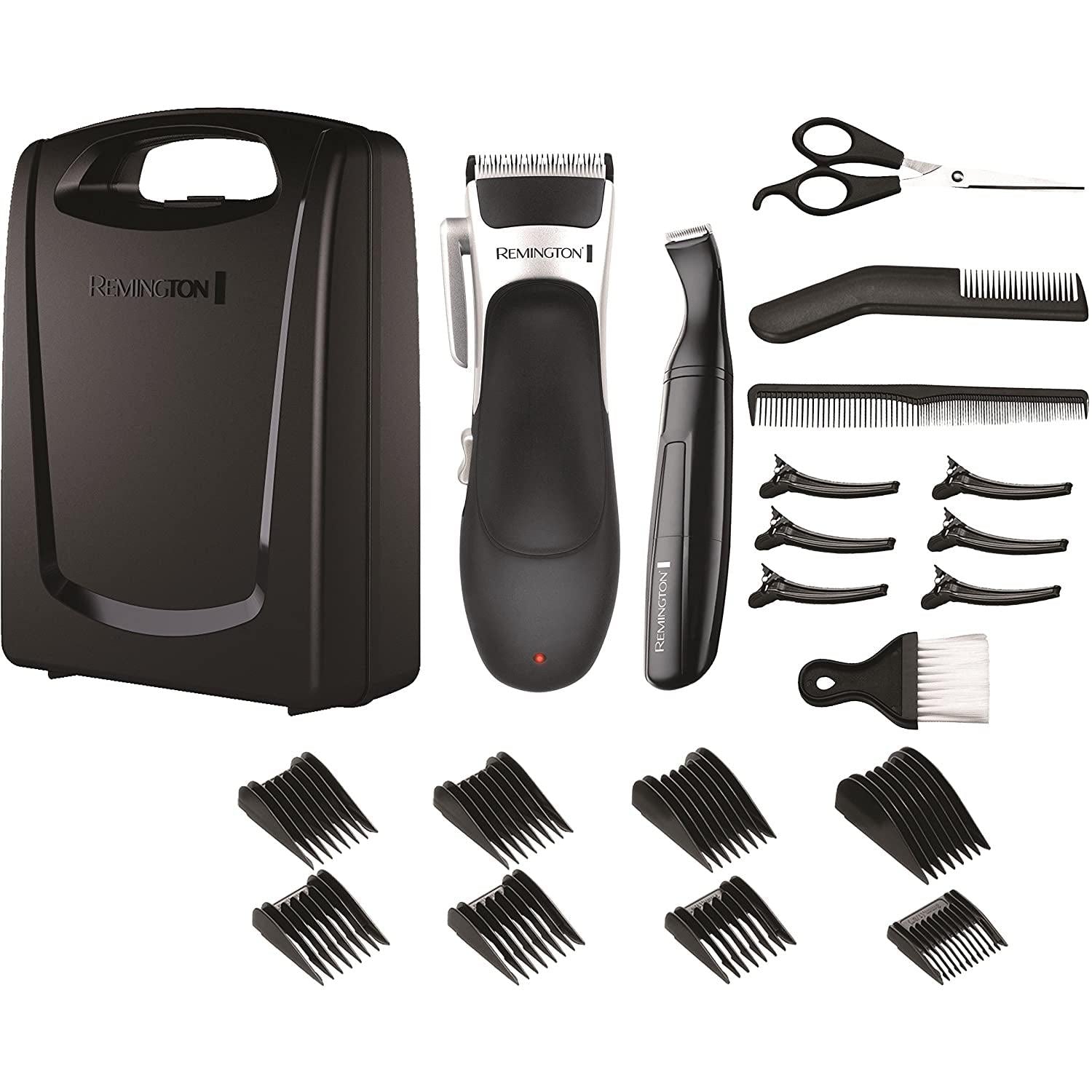 Remington Stylist Hair Clippers, Cordless Use with 8 Comb Lengths and Detail Trimmer, 25 Piece Grooming Kit - HC366 - Healthxpress.ie