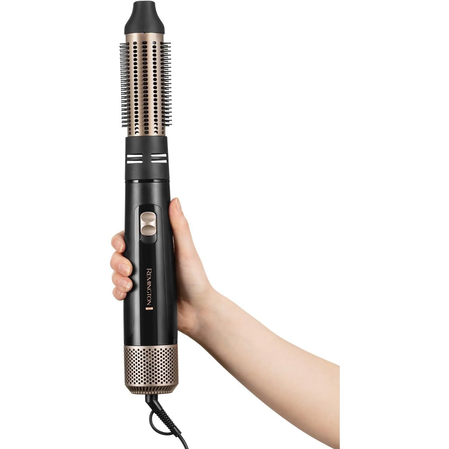 Remington Blow Dry & Style Air Styler - Hair Dryer, Hot Brush and Hair Curler for Mid to Long Length Hair, 4 Attachments, 1000 Watts, AS7500 - Black
