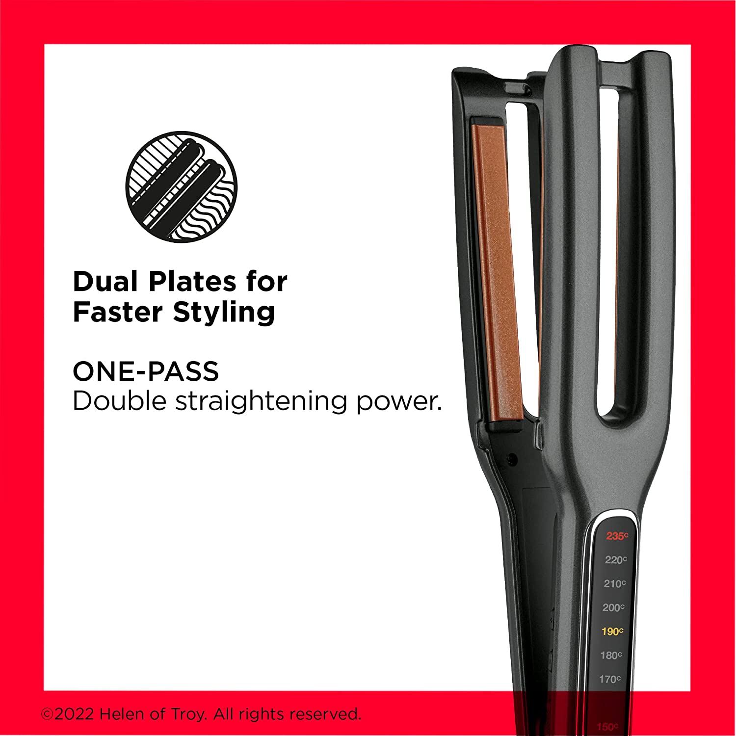 Revlon Double Straight Straightener Smart Heat Memory System, 10 Heat Settings up to 235°C - RVST2204UK, Black - Healthxpress.ie