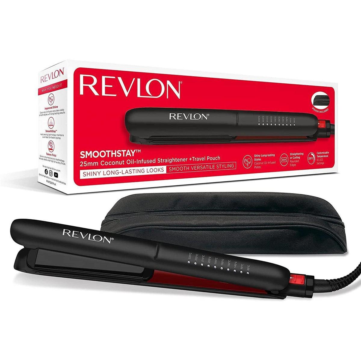 Revlon Smoothstay Coconut Oil-Infused Hair Straightener 25mm Plates Temperature up to 235°C,RVST2211P - Healthxpress.ie