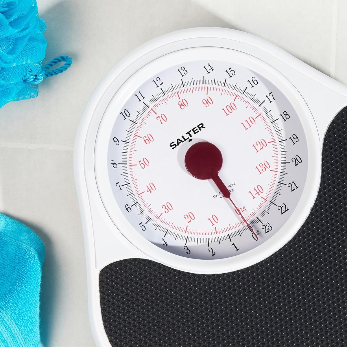 Salter Doctor Style Bathroom Scale - Mechanical Scales For Body Weight, Easy Read Dial & Rotating Pointer, Large Non-Slip , Up To 150 kg/ 23 st 7 lbs - Healthxpress.ie