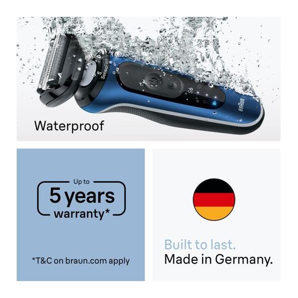 Braun Men's Series 6 62-B1200s Wet and Dry Electric Shaver w/ Travel Case - Blue