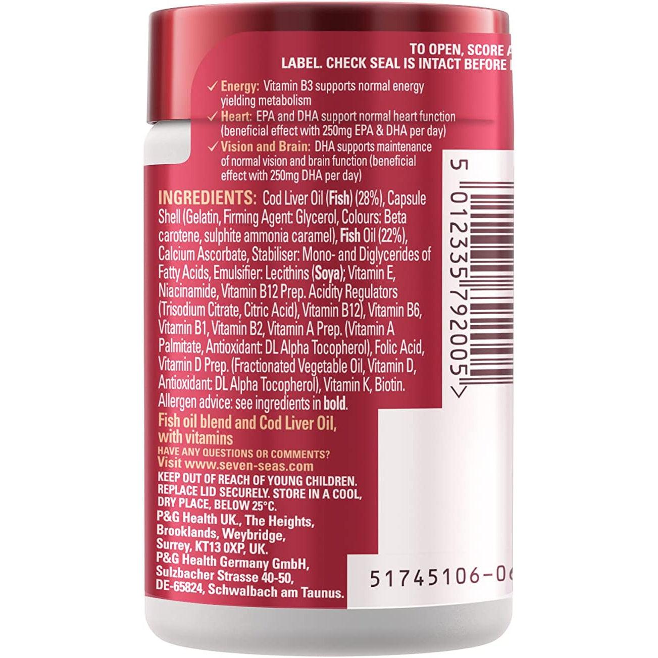 Seven Seas Cod Liver Oil Tablets, Plus Multivitamins & 110 mg Omega-3 - 30 Capsules