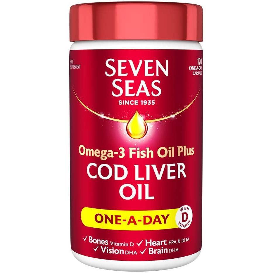 Seven Seas Omega-3 FISH Oil Plus Cod Liver Oil, 120 Capsules