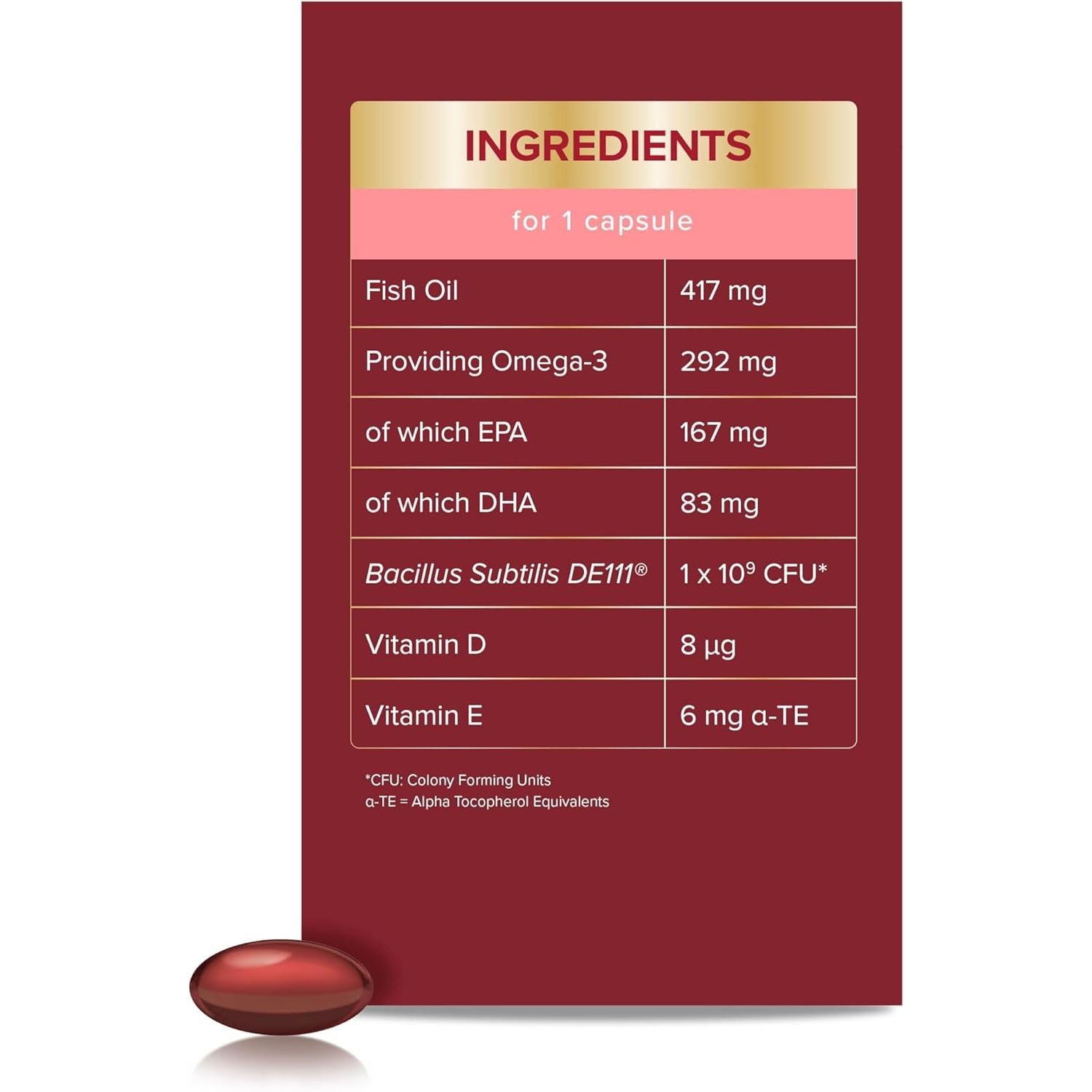 Seven Seas Omega-3 & Gut Friendly Bacteria: with Vitamin D, Omega-3 and Bacillus Subtilis, Food Supplements, 30-Day Pack