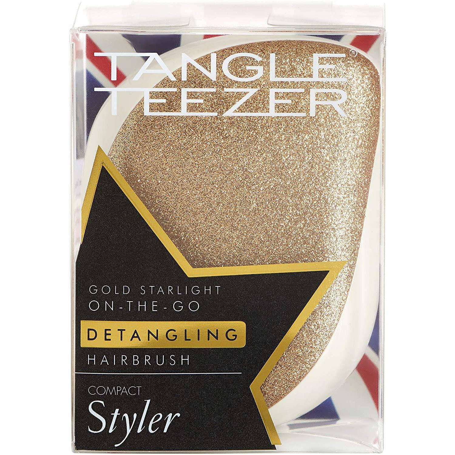 Tangle Teezer Compact Styler, Travel Friendly, Two-Tiered Teeth, Gold Starlight
