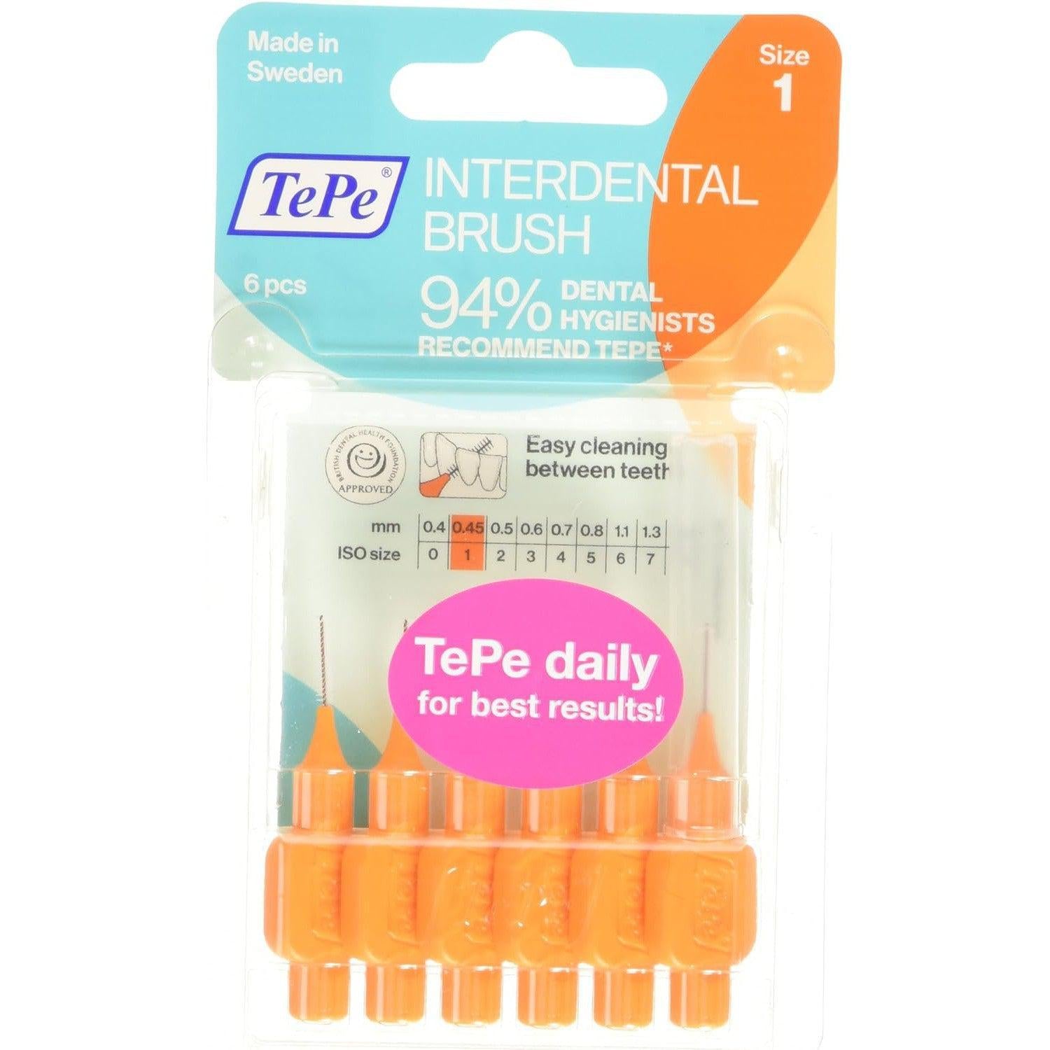 Tepe Interdental Orange Brushes 0.45 mm  - Pack of 6