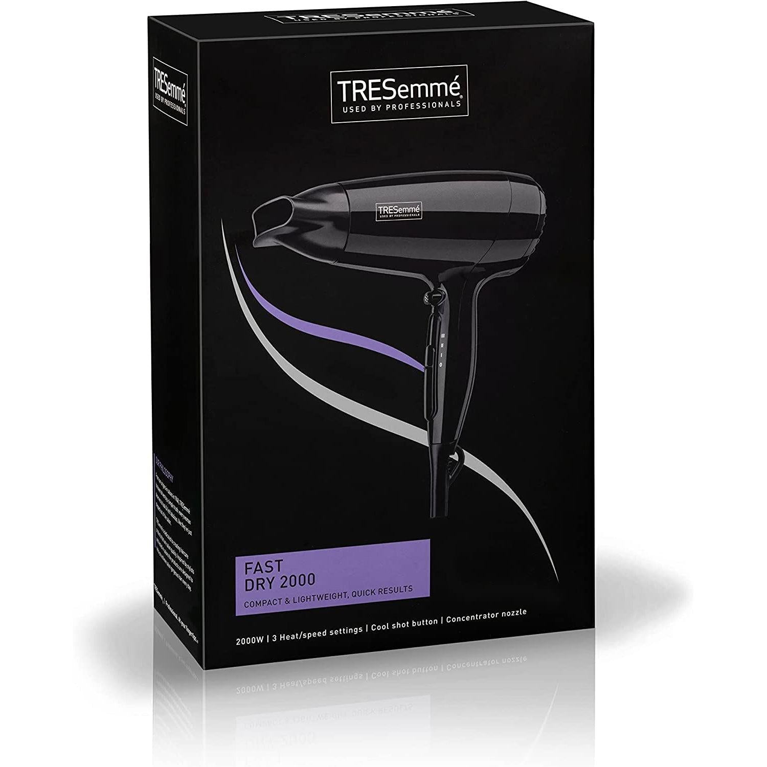 TRESemme 2000W Fast Hair Dryer, super compact, ultra lightweight, Black