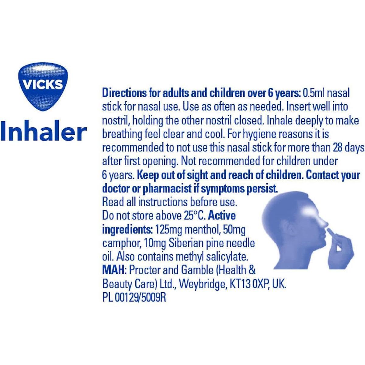 Vicks Inhaler For Cold And Cough, Fast Relief From A Stuffy Nose, Decongestant For Blocked Nose - Healthxpress.ie