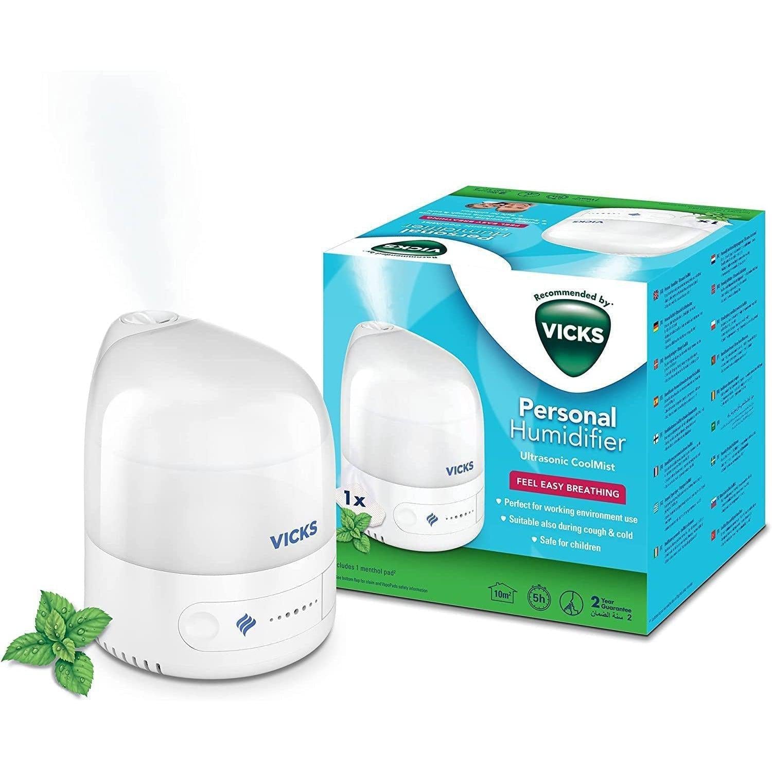 Vicks Personal Cool Mist Ultrasonic Humidifier VUL510E1 - 0.7 litre tank