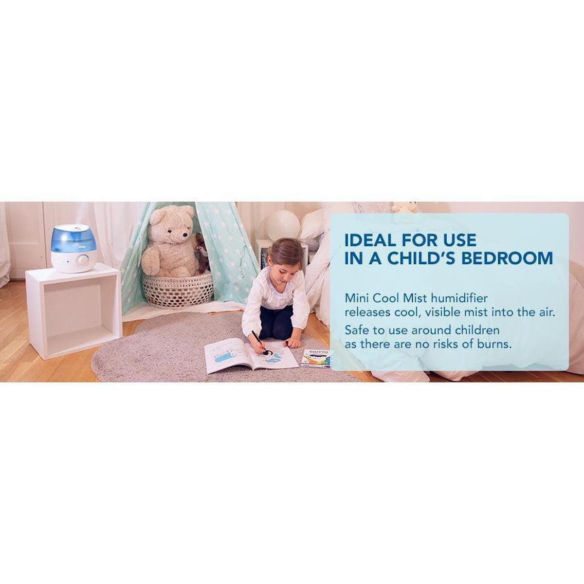 Vicks VUL525E1 Mini Cool Mist Ultrasonic Humidifier New Version - 0.5 Gallon Tank, Blue - Healthxpress.ie