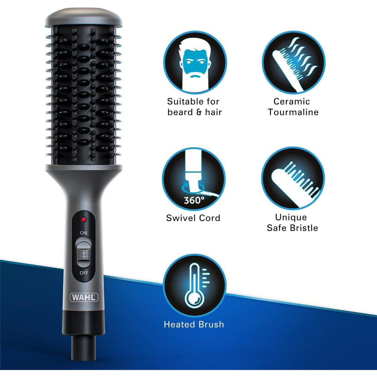 WAHL Beard Straightening Brush, Heated Straightener Electric Brush - Healthxpress.ie