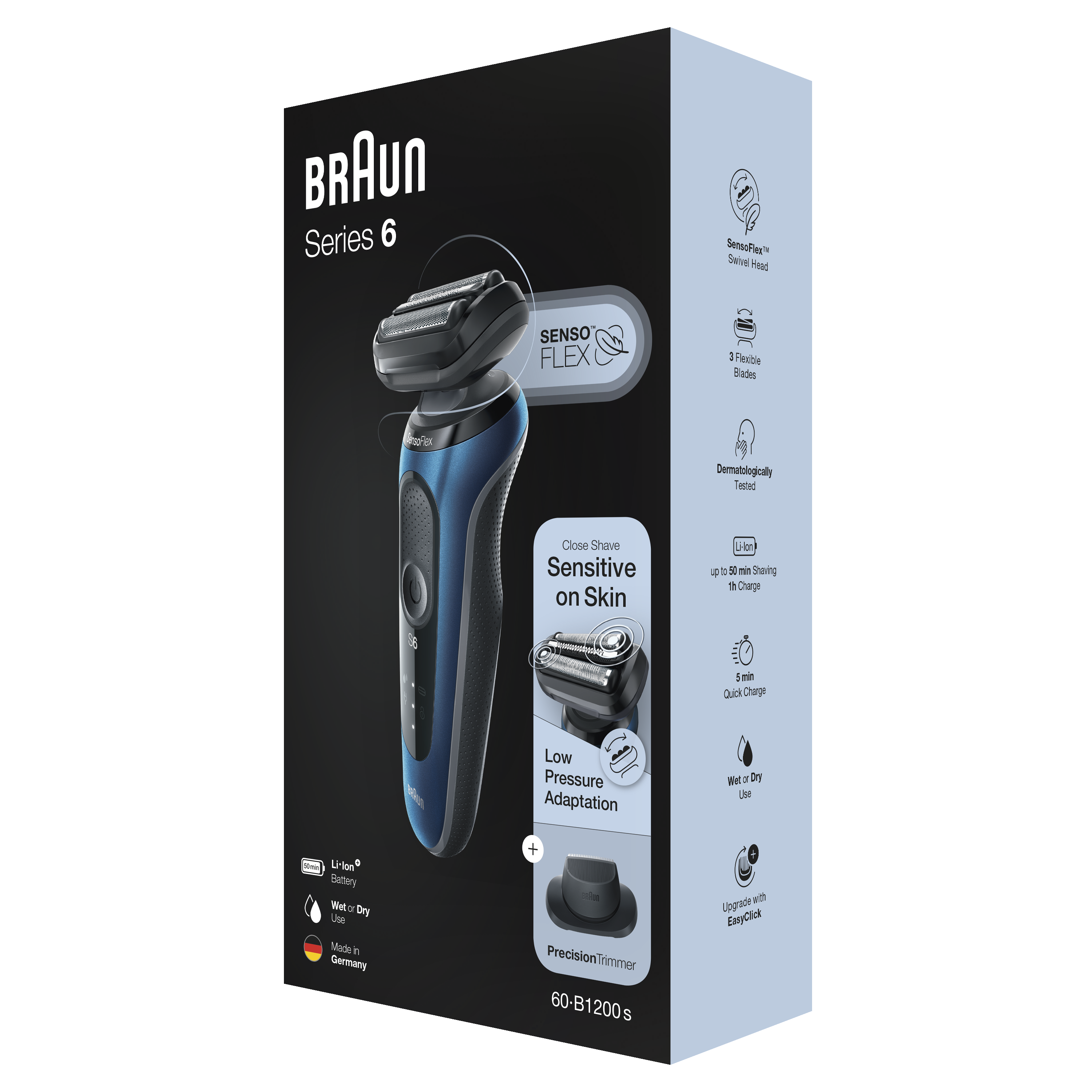 Braun Men's Series 6 60-B1200s Wet and Dry Electric Shaver w/ Travel Case - Blue