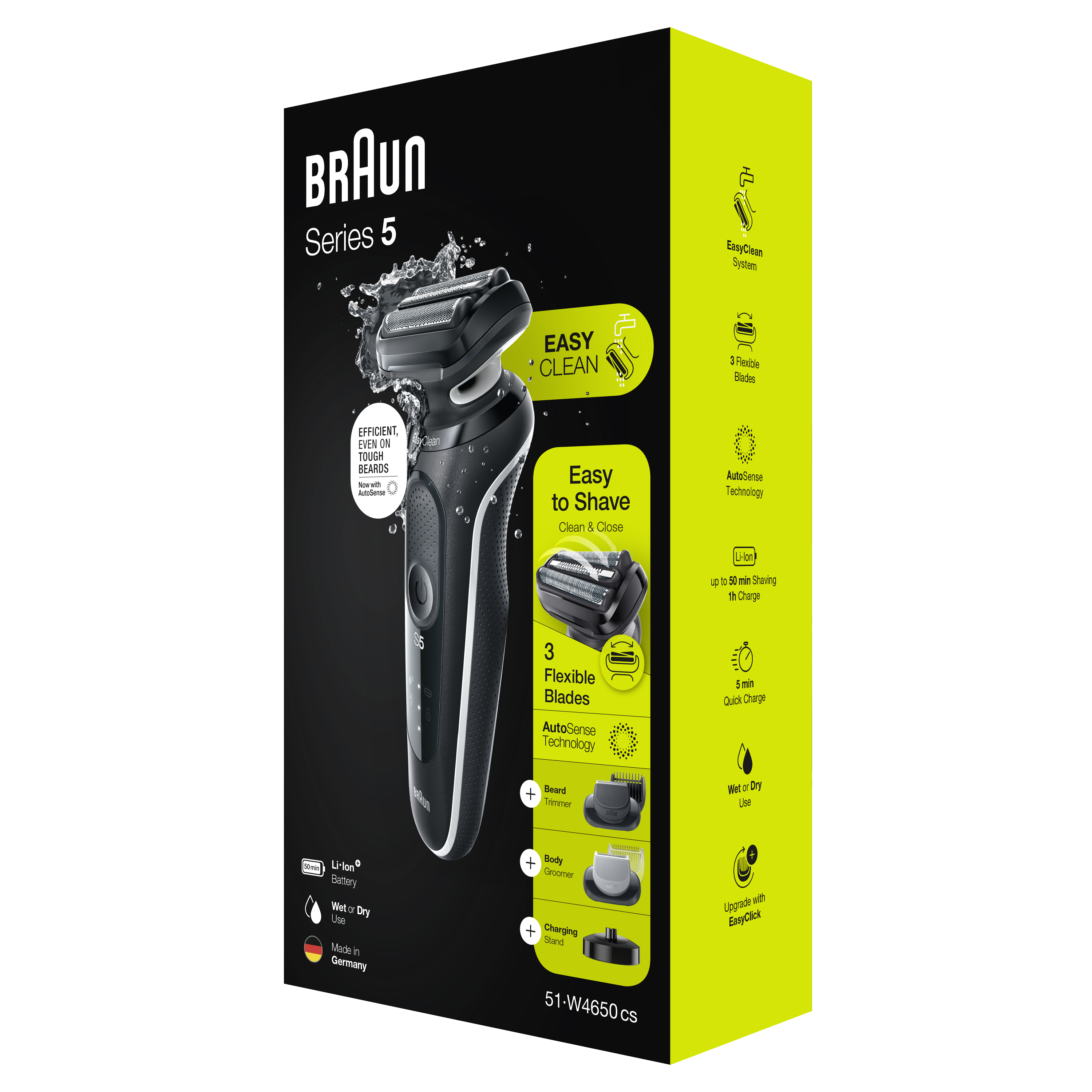 Braun Series 5 50-W4650cs Wet and Dry Electric Shaver - Rechargeable - White