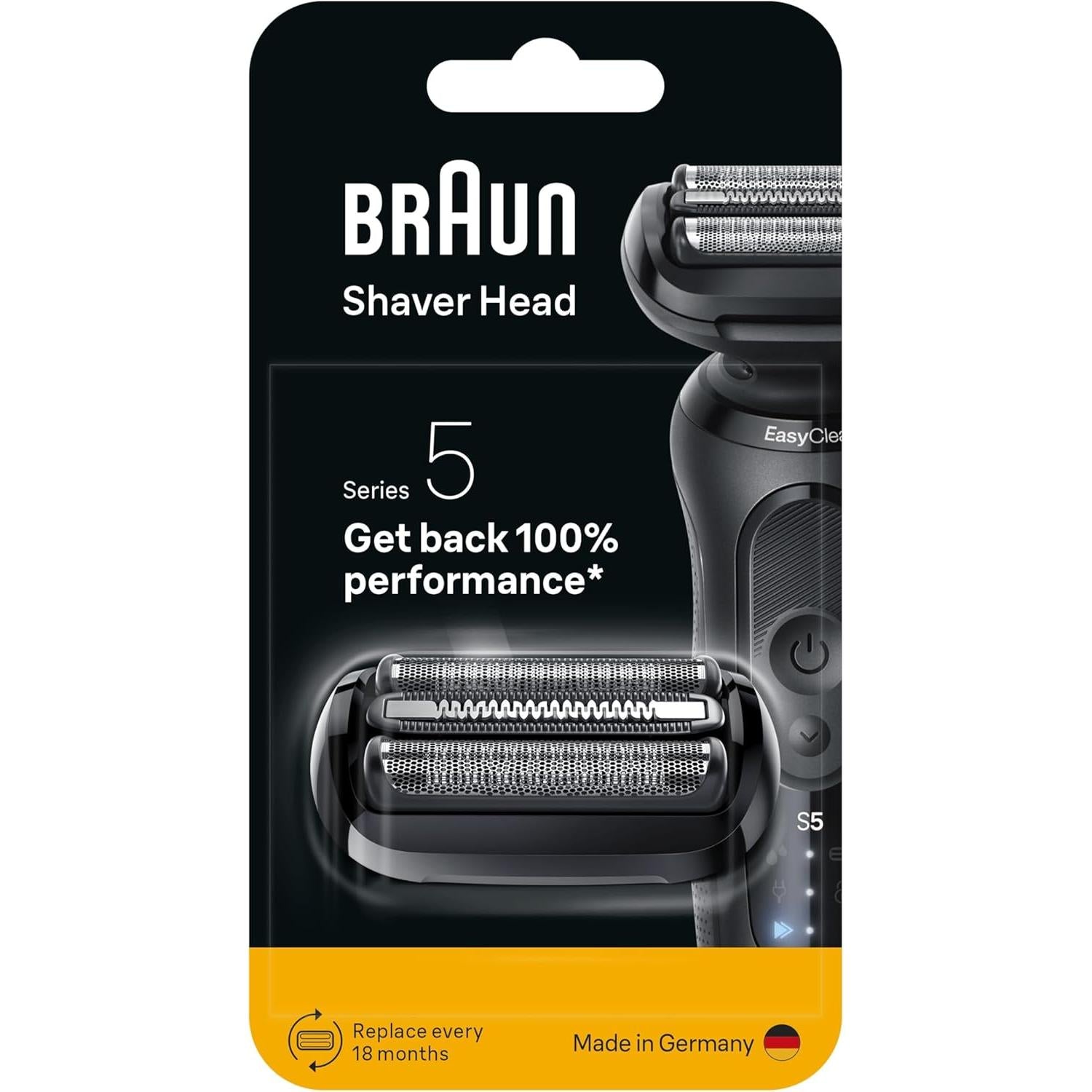 Braun 54B Replacement Cassette Head for New Model Series 5 Shavers - Black - Made In Germany