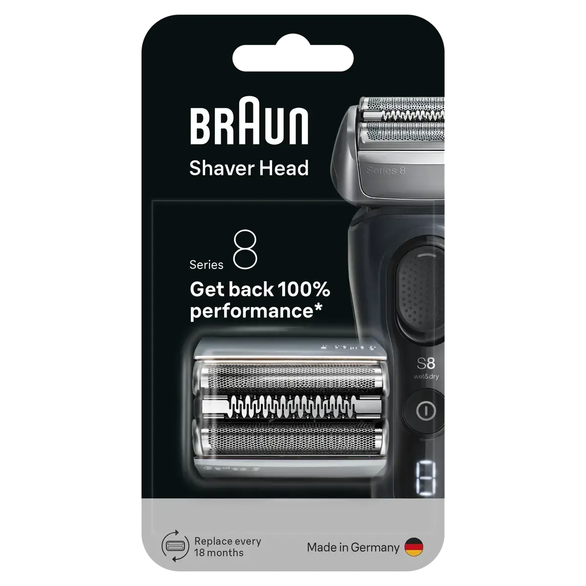 Braun Men's 83M Series 8 Foil and Cutter Cassette Replacement Head - Silver - Made In Germany - Healthxpress.ie