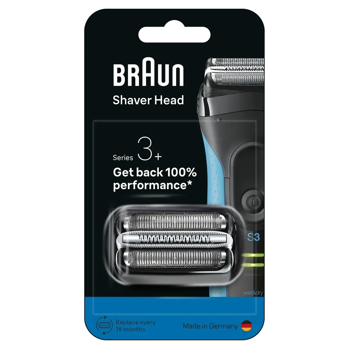 Braun Series 3 32B Electric Shaver Head Replacement - Black - Compatible with Series 3 Shavers ProSkin - Made In Germany