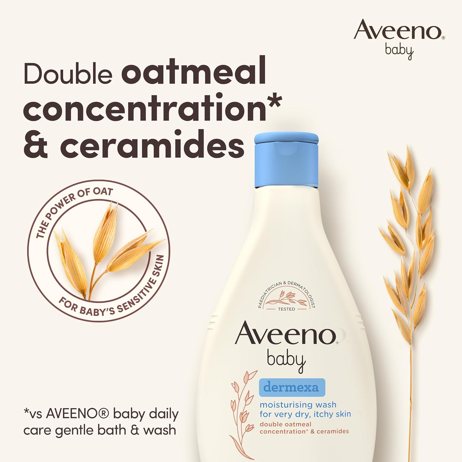 AVEENO BABY DERMEXA MOISTURING WASH 250ml - for Babies with Very Dry, Itchy Skin and Prone to Eczema