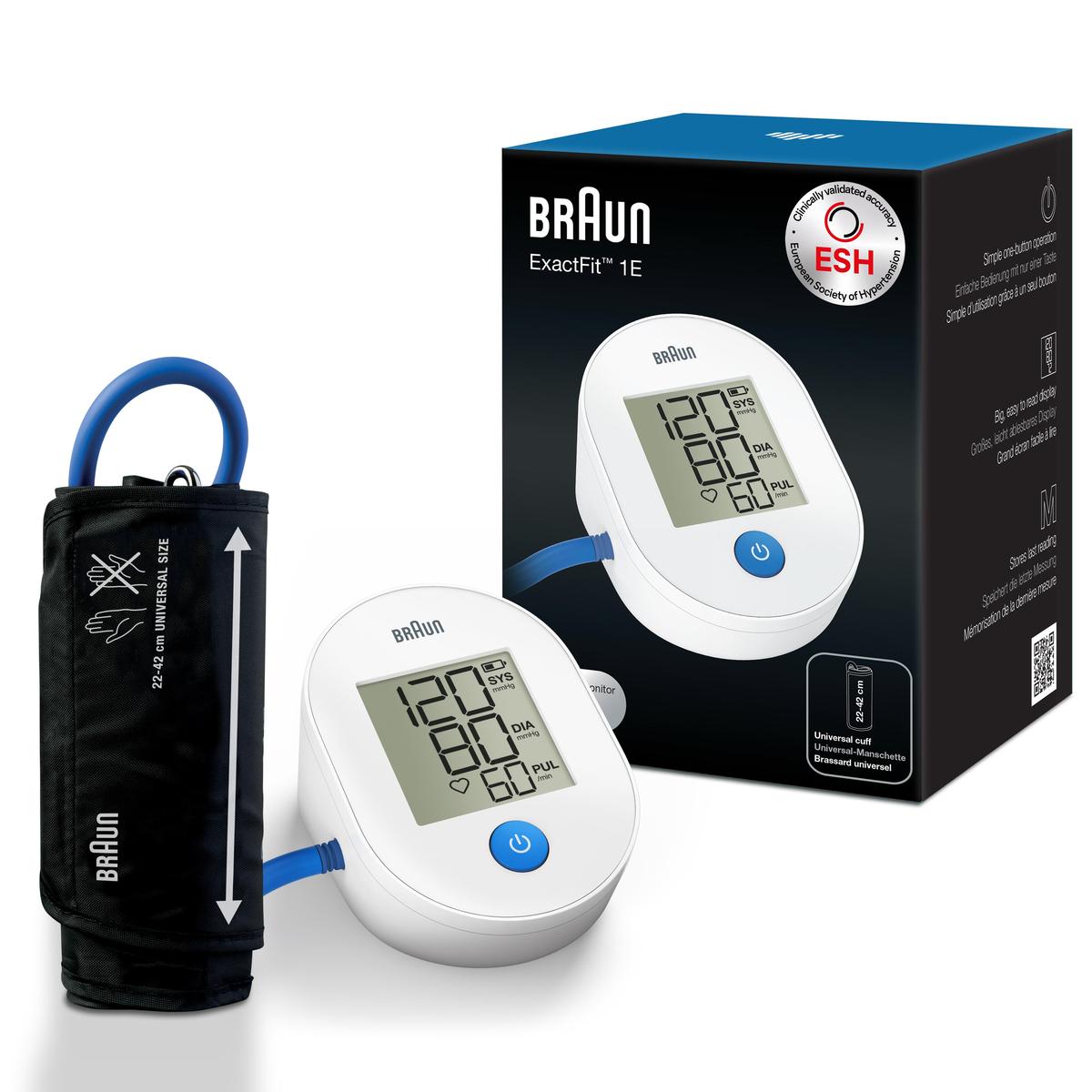 Braun BUA4000EU  ExactFit 1E Automatic Blood Pressure Monitor, Clinically Validated 22-42cm Cuff - Healthxpress.ie