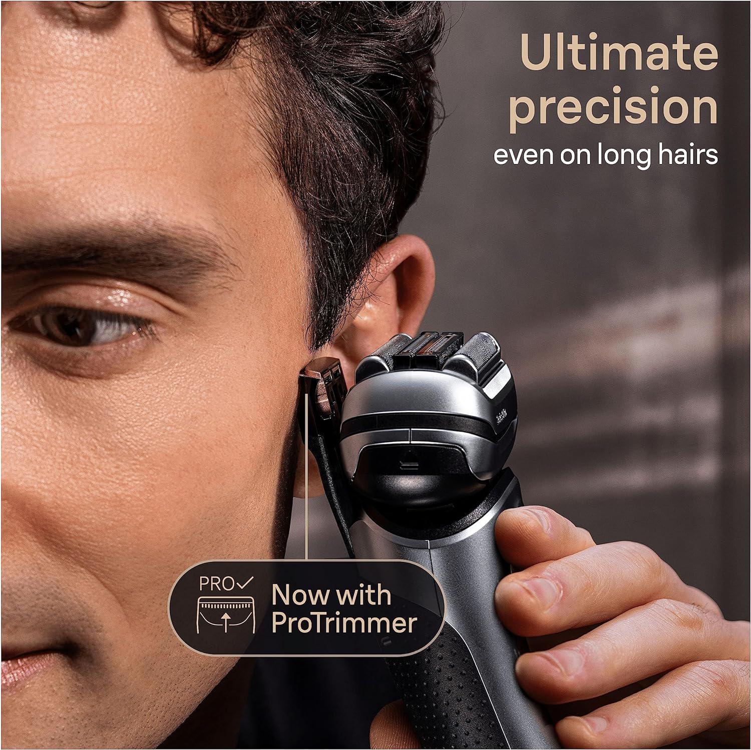 Braun Series 9 Pro+ 9477cc Wet & Dry Shaver with 5-in-1 SmartCare center and PowerCase, silver.