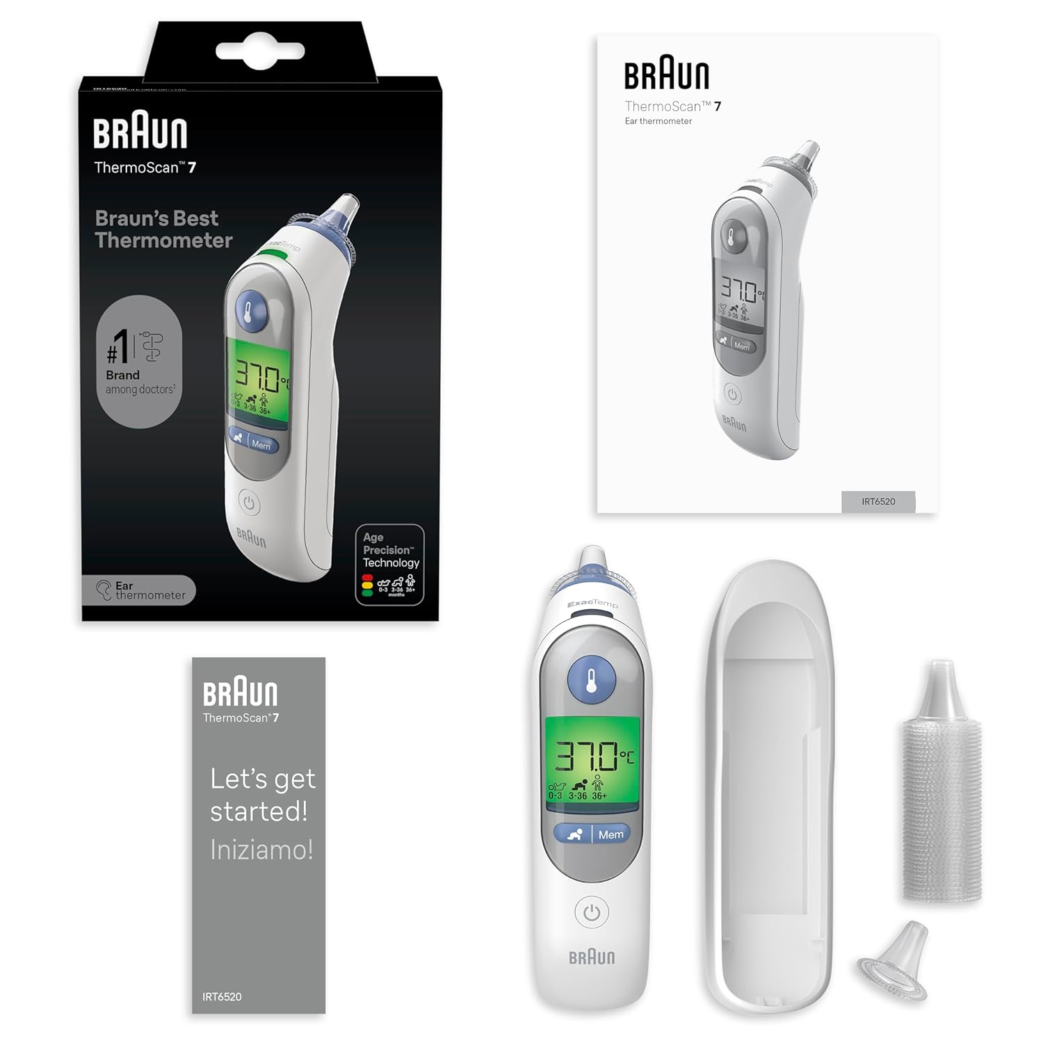 Braun Thermoscan 7 IRT6520 Digital Ear Thermometer with 21 disposable probe covers
