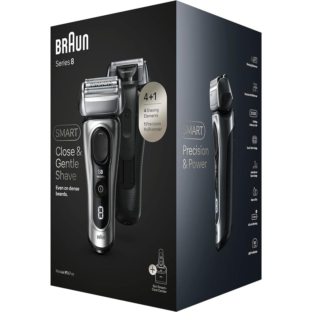 Braun Series 8 Electric Shaver for Men, 4+1 Wet & Dry Electric Razor 8567cc, Silver