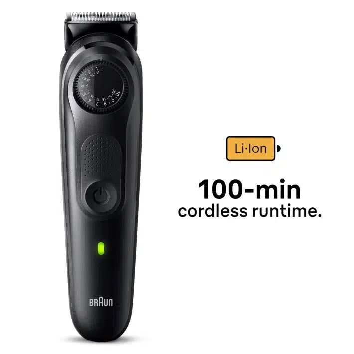 Braun Beard Trimmer 5 BT5420 With Precision Wheel, 5 styling tools, 100min runtime, black