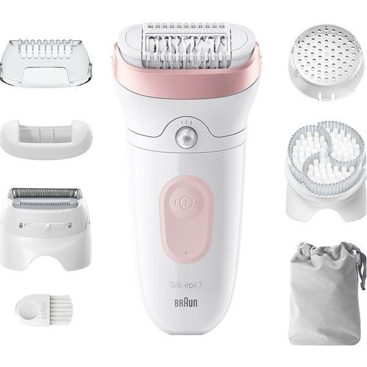 Braun Silk-epil 7 Epilator 7-060 White/Pink - With Shaver , Trimmer & Exfoliator - Healthxpress.ie