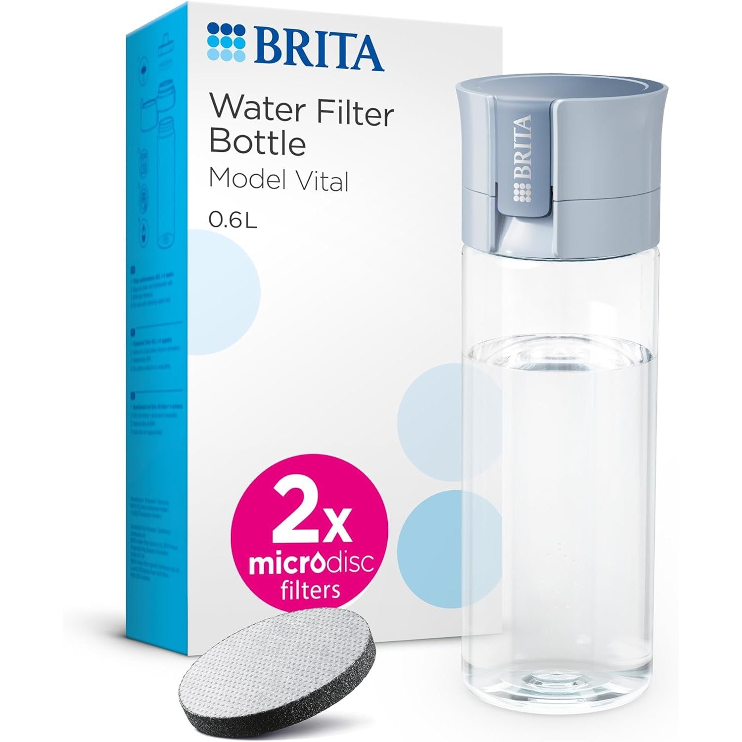 BRITA Water Filter Bottle - Light Blue - 600ml - portable water filtration bottle