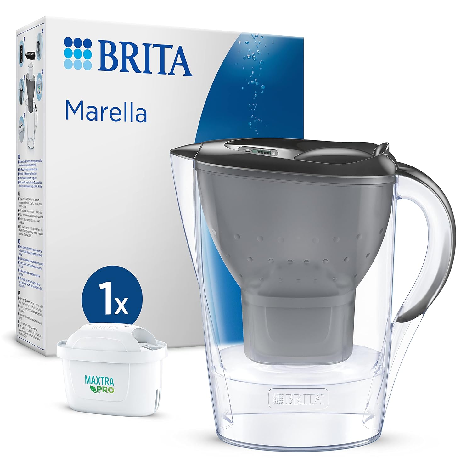 Brita Marella MAXTRA Pro Water Filter Jug - MicroFlow Technology - 2.4L, Graphite
