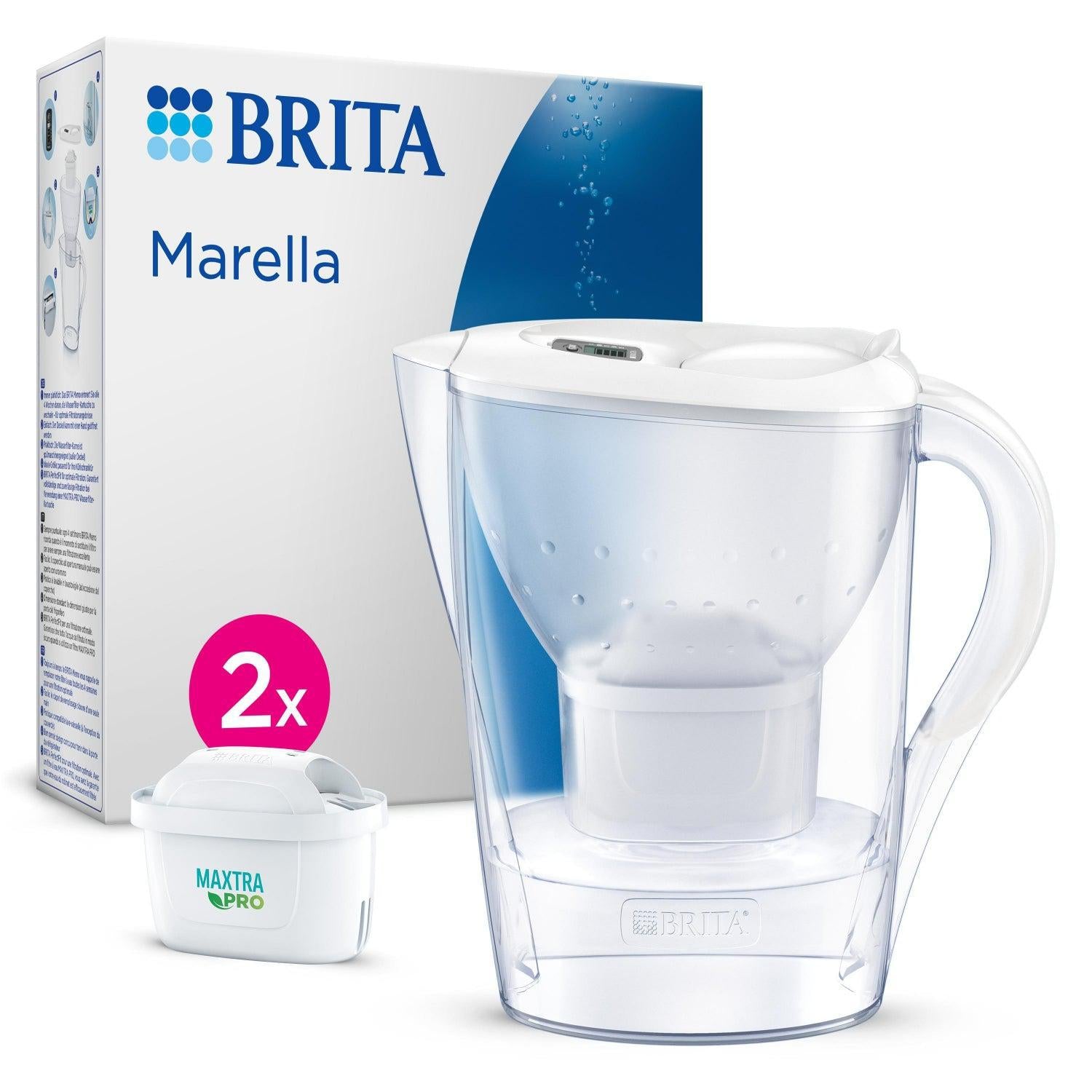 BRITA Marella Water Filter Jug with Maxtra Pro White 2.4l with 2 Cartridge Refills