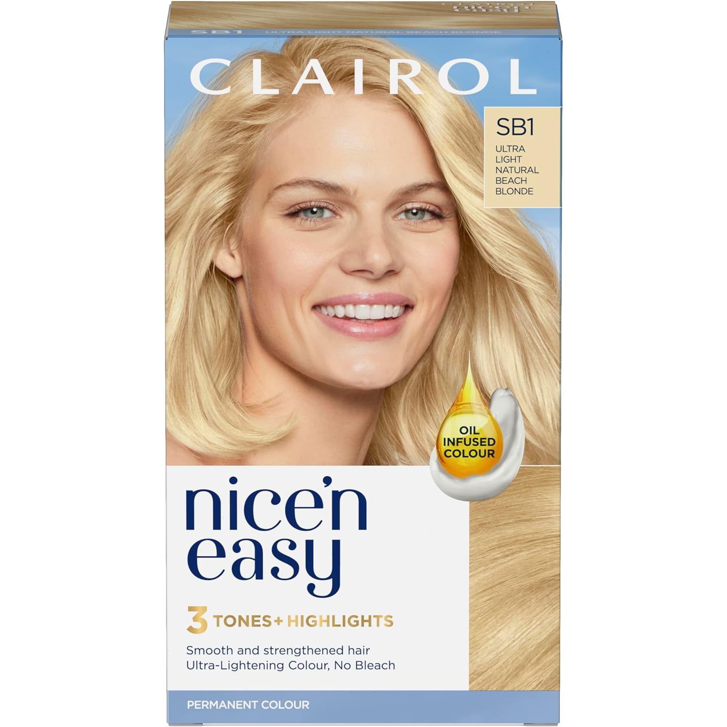 Clairol Nice'n Easy Crème, Permanent Hair Dye, SB1 Ultra Light Natural Beach Blonde