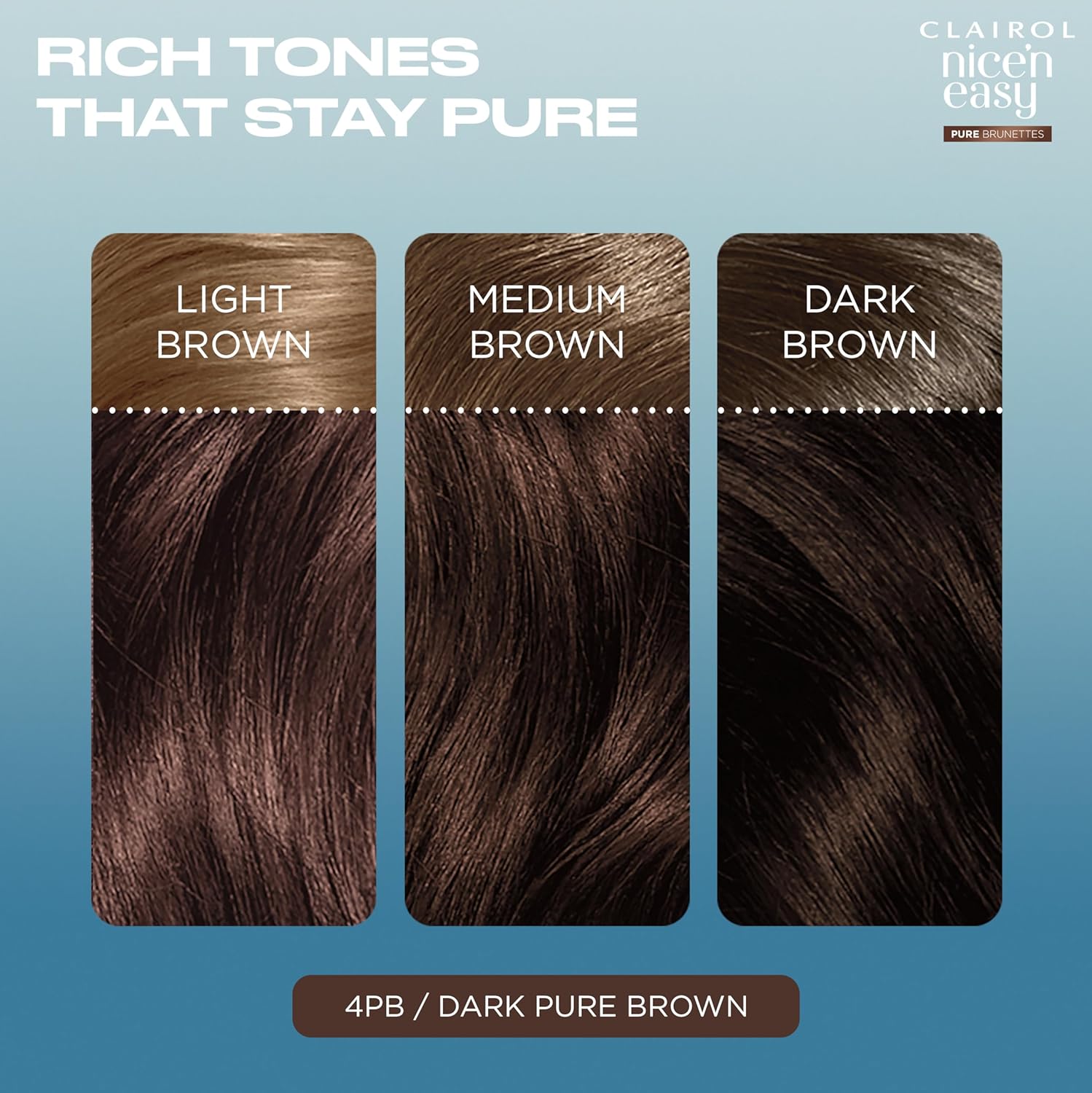 Clairol Nice n’ Easy Pure Brunettes Hair Colour 6PB Light Hazelnut Brown , Permanent Hair Dye