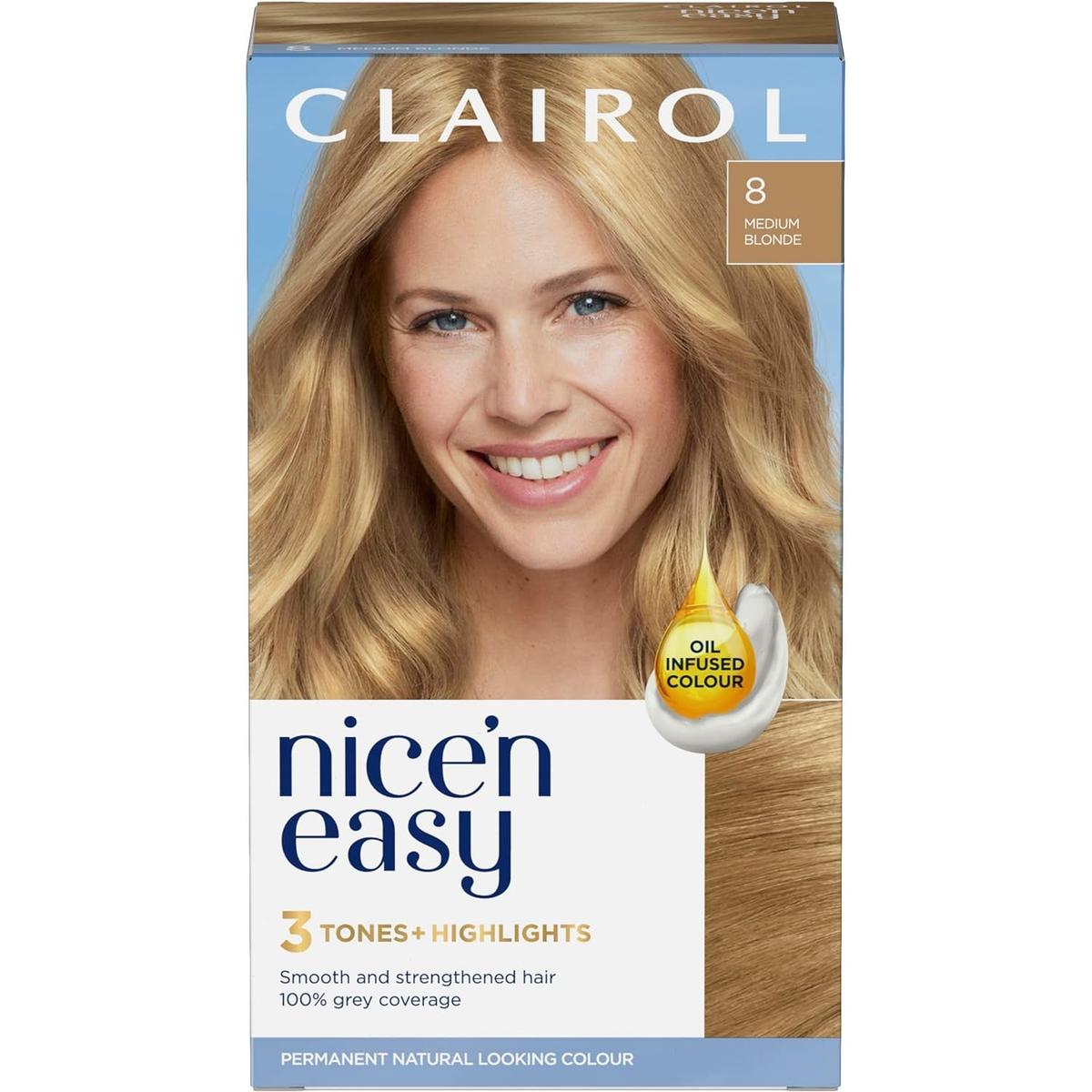 Clairol Nice N Easy Crème Natural Permanent Hair Dye - 8 Medium Blonde - Healthxpress.ie