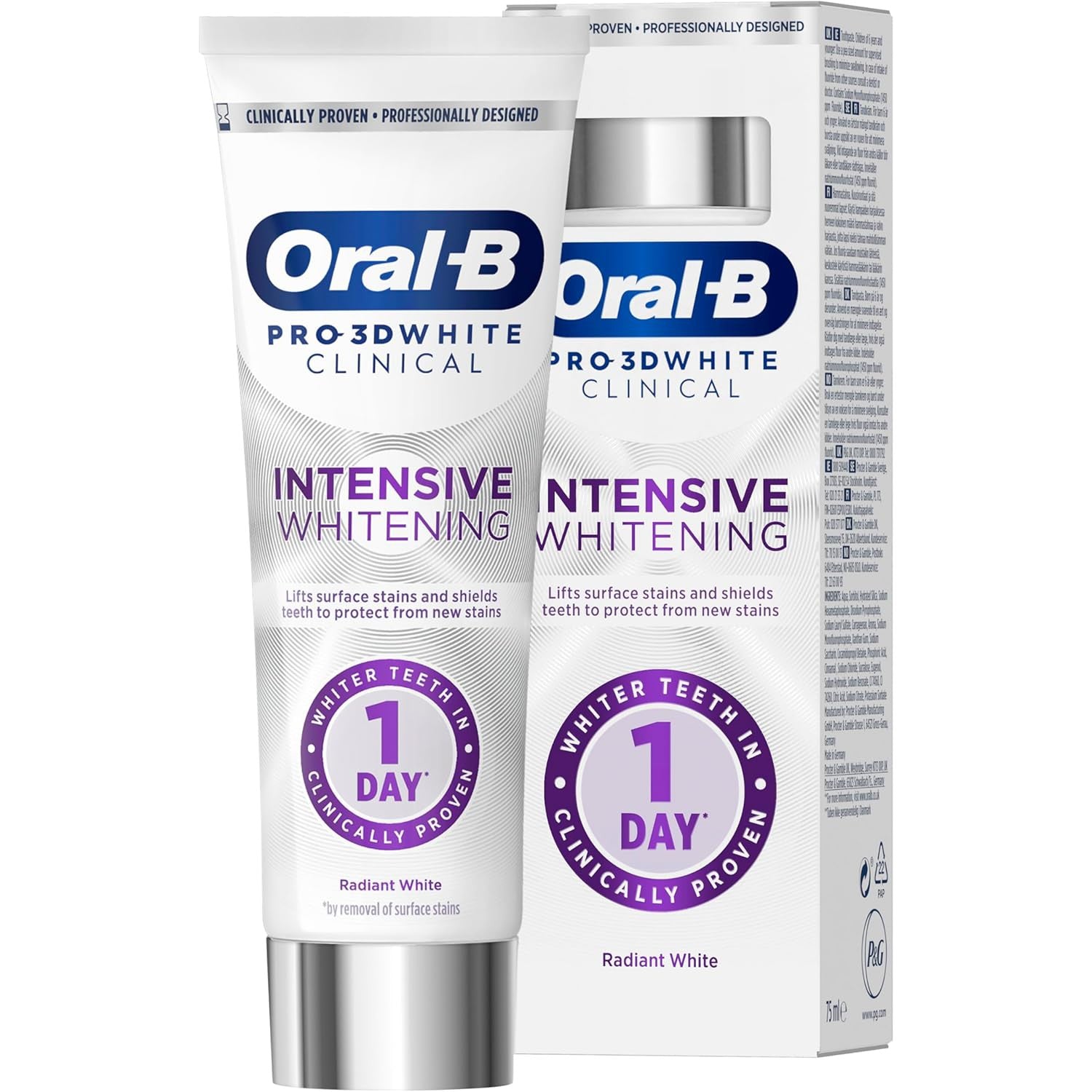 Oral-B Pro 3D White Clinical Intensive Whitening Radiant White Toothpaste 75ml