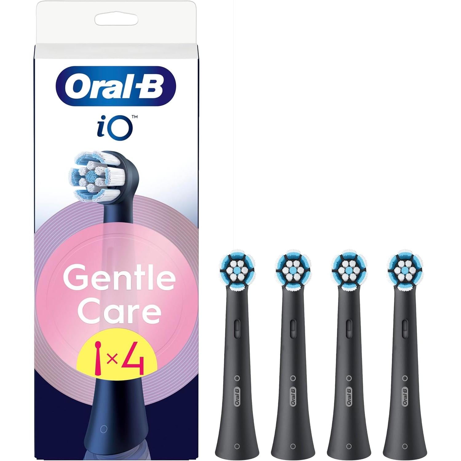 Oral-B iO 4pk Gentle Cleaning Toothbrush Heads ,Soft Bristles for Sensitive Gums for Sensational Mouth Feeling - Black