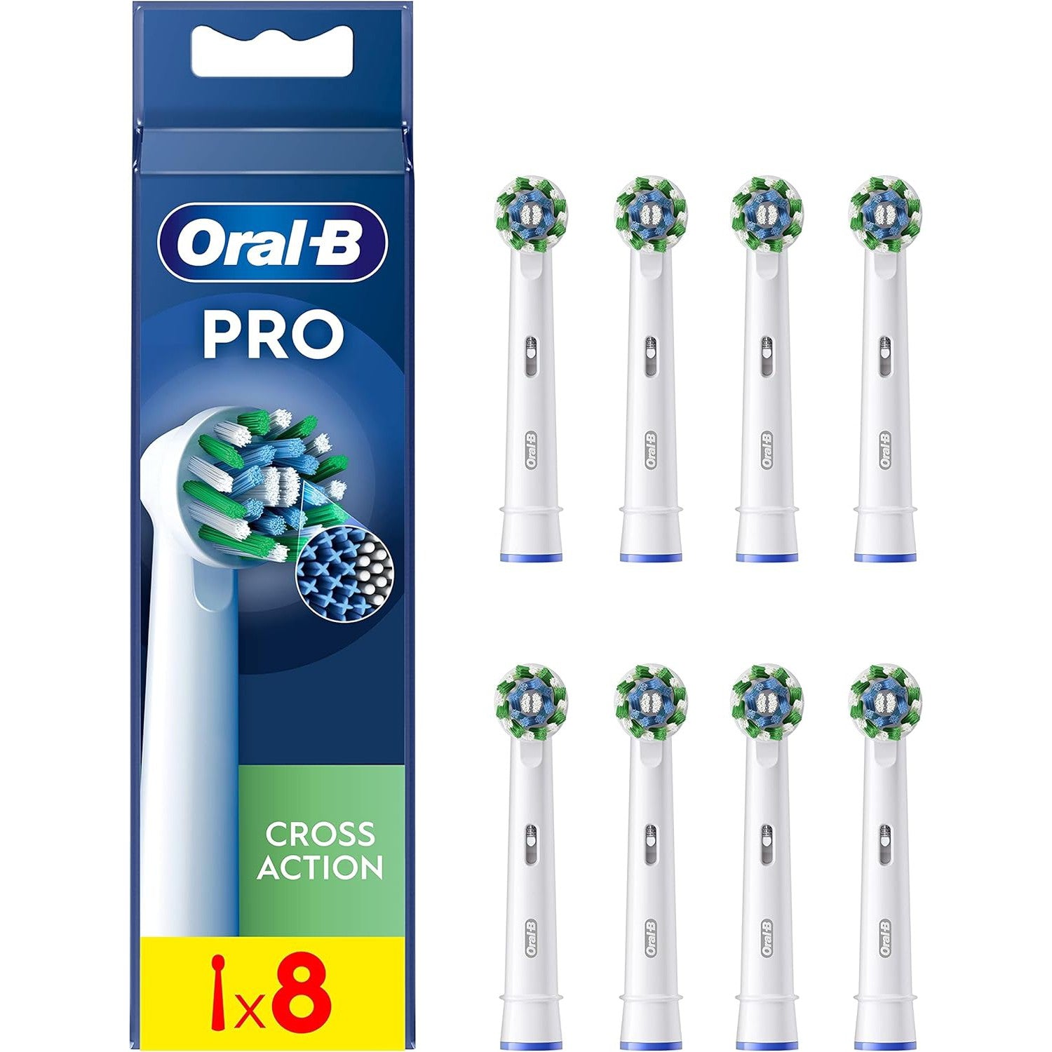 Oral-B Pro Cross Action 8pk EB50RX-8 Electric Toothbrush Head Plaque Removal, White