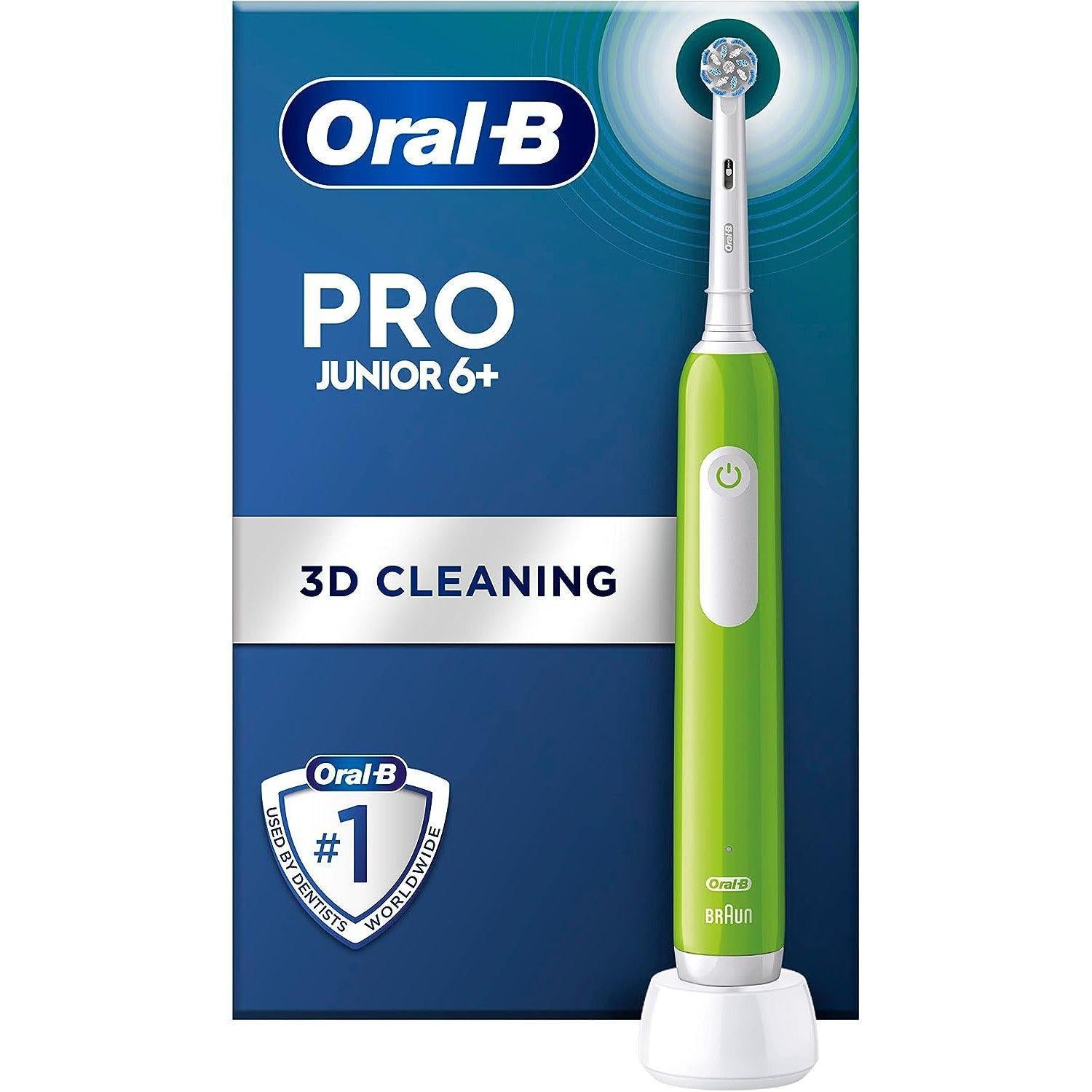 Oral-B Pro Junior Kids Electric Toothbrush, Sensitive Mode, For Ages 6+, Green