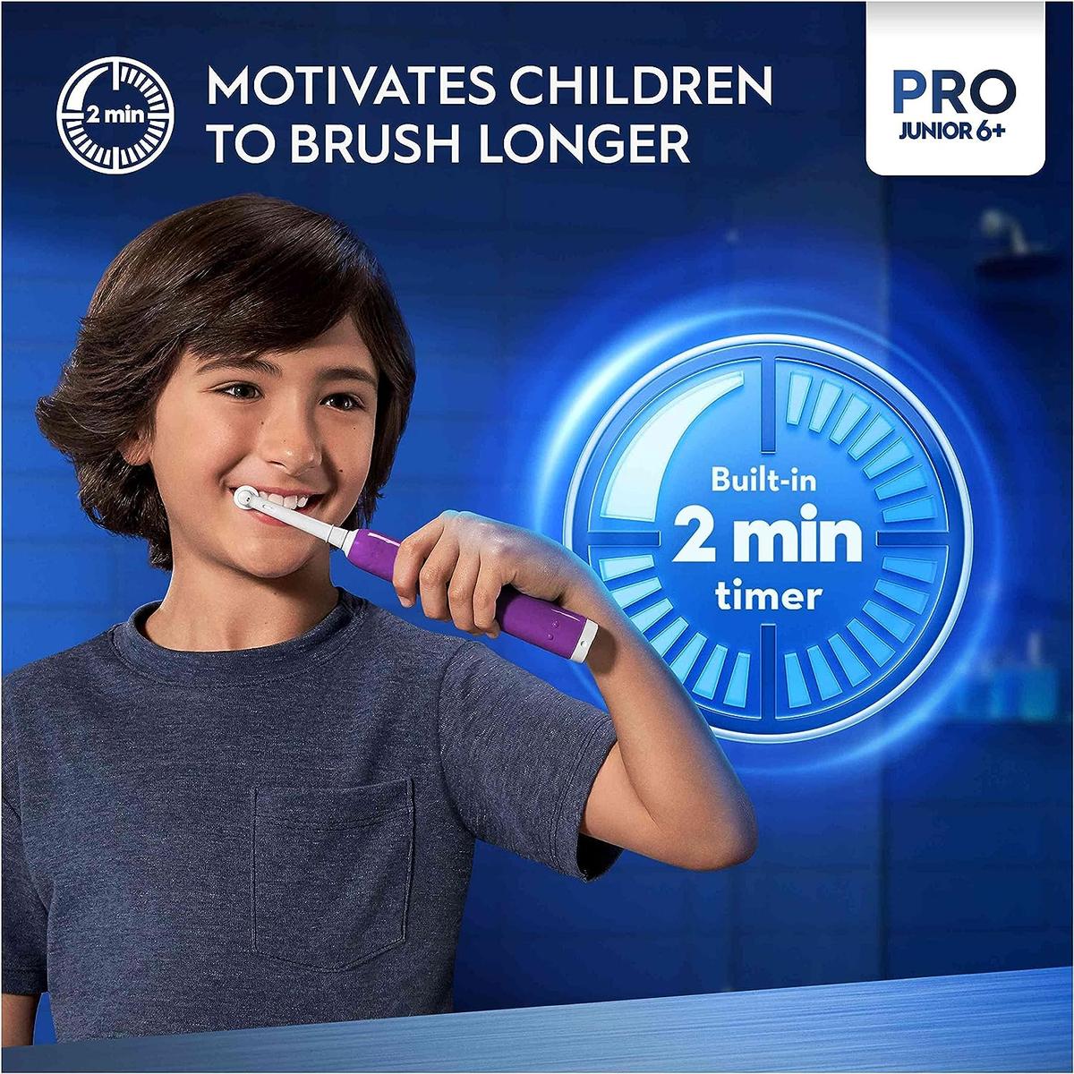 Oral-B Pro Junior Kids Electric Toothbrush, Sensitive Mode, For Ages 6+, Purple - Healthxpress.ie