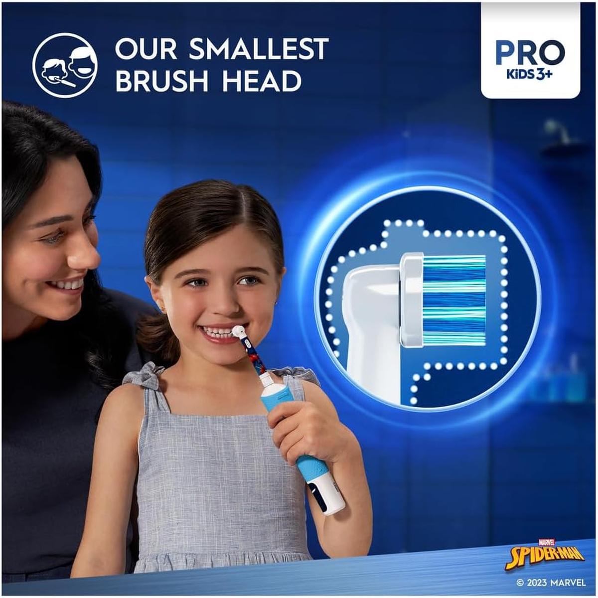 Oral-B Pro Spiderman Kids Electric Toothbrush with Travel Case For Ages 3+ - Blue - Healthxpress.ie