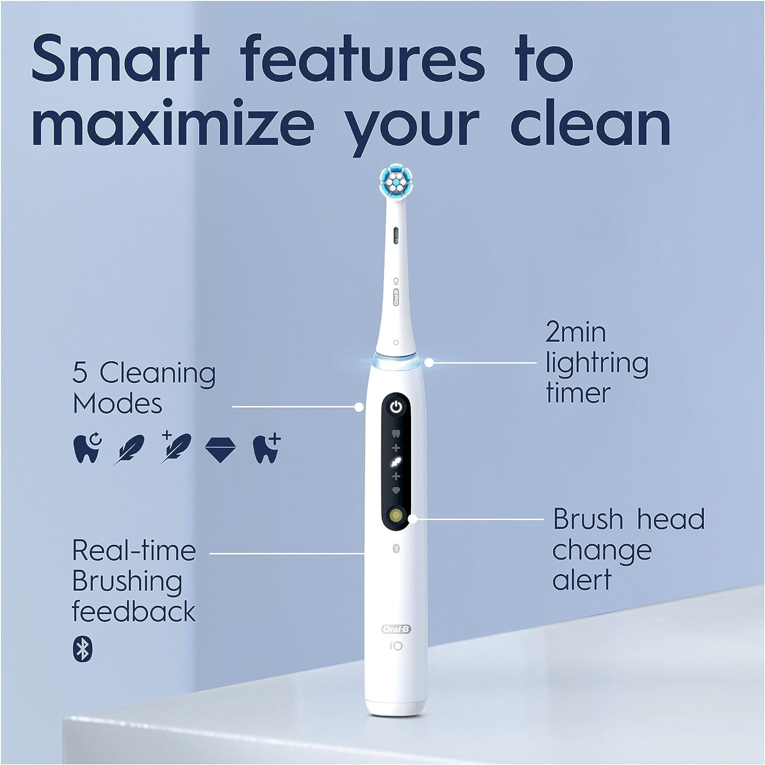 Oral-B iO 5 Electric Toothbrush, with Revolutionary Magnetic Technology - White