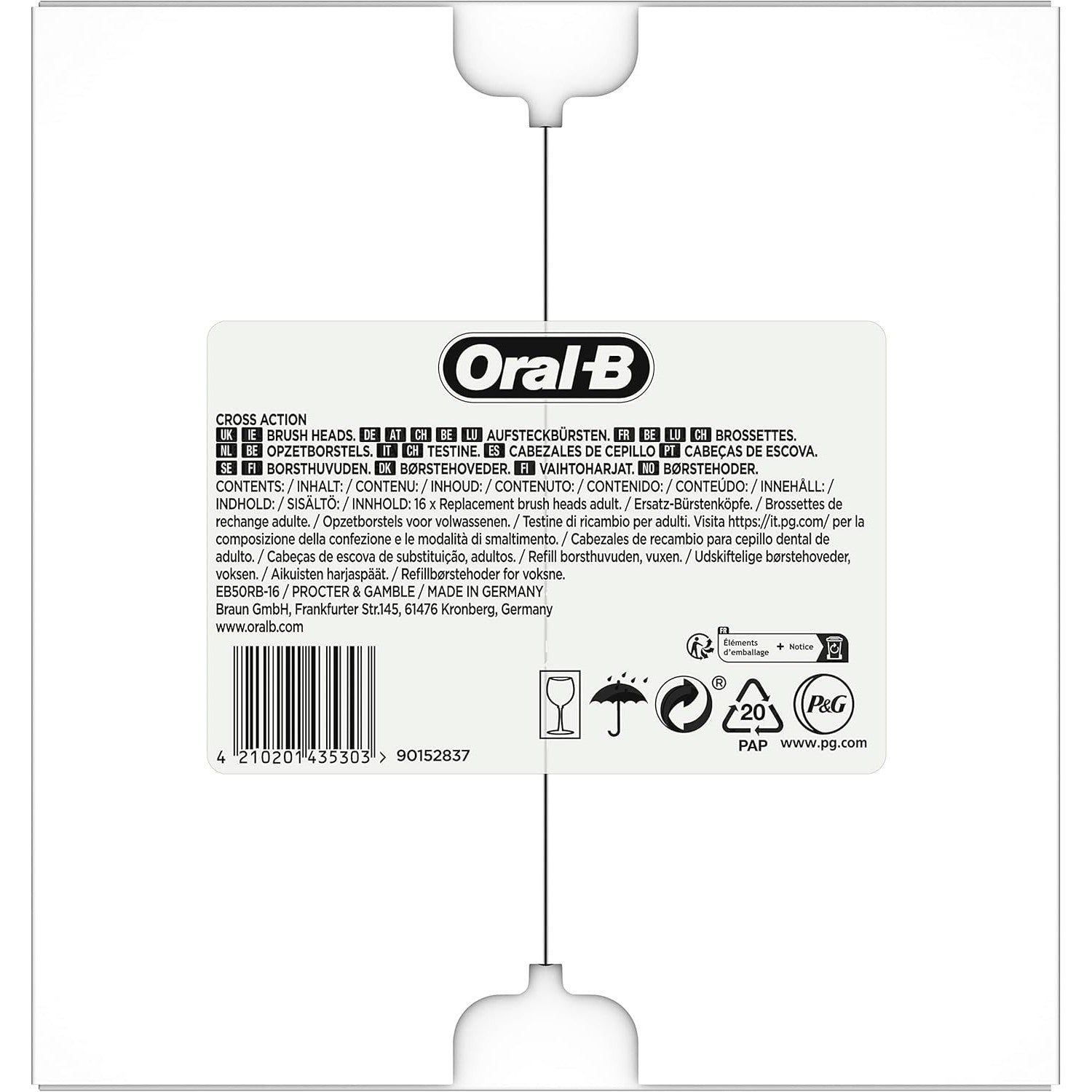 Oral-B Cross Action 16pk Cleanmaximiser Electric Toothbrush Heads ,Letter Box Packaging